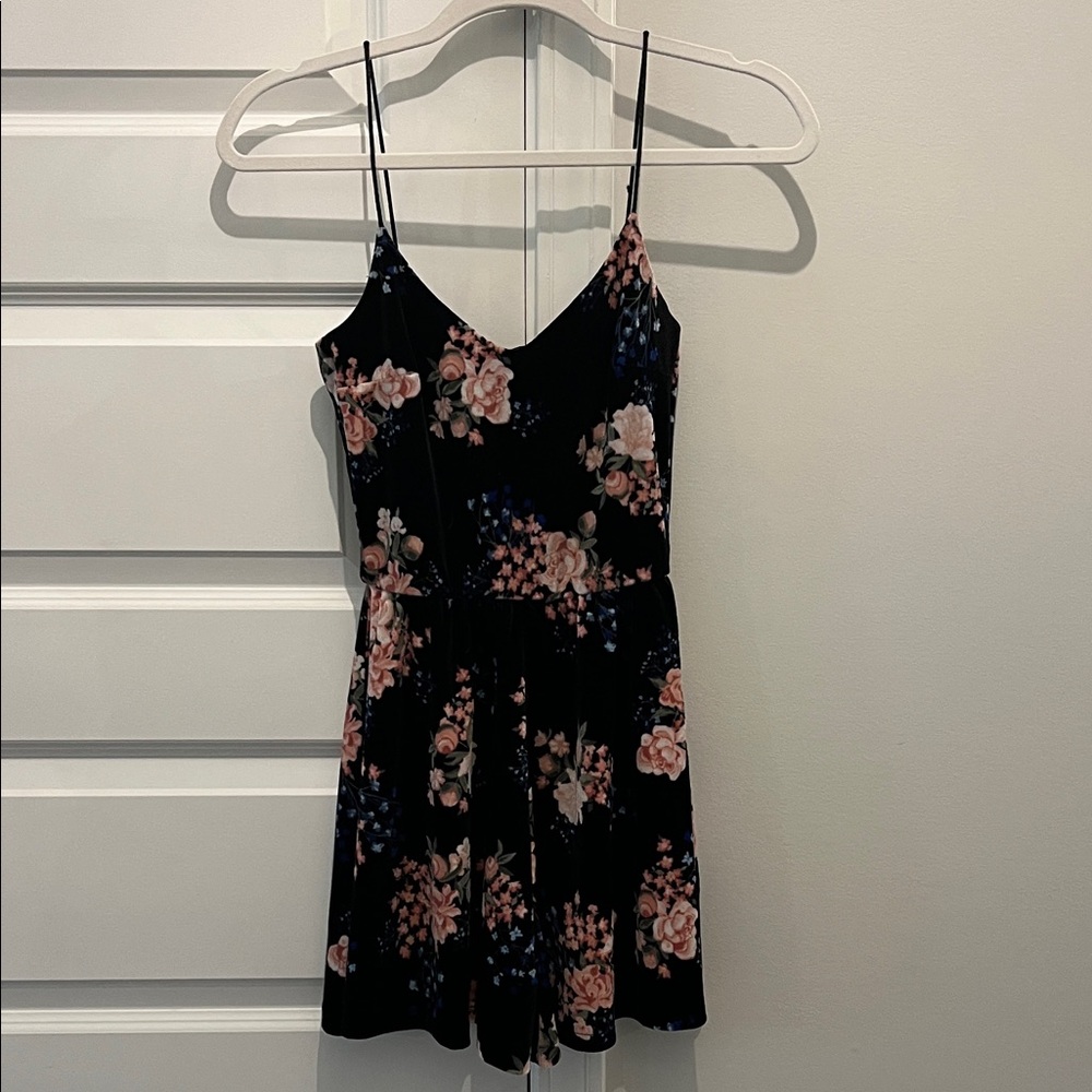 Velvet floral romper